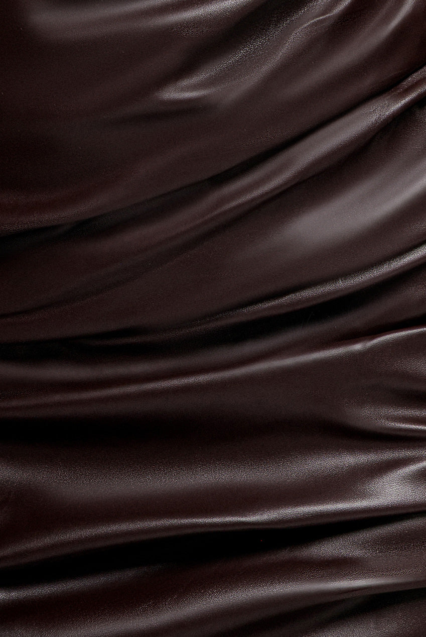 Cut Out Faux Leather Mini Dress - Brown DR3664