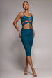 Cut Out Ruched Midi With Drawstring - Teal Blue by Goddiva