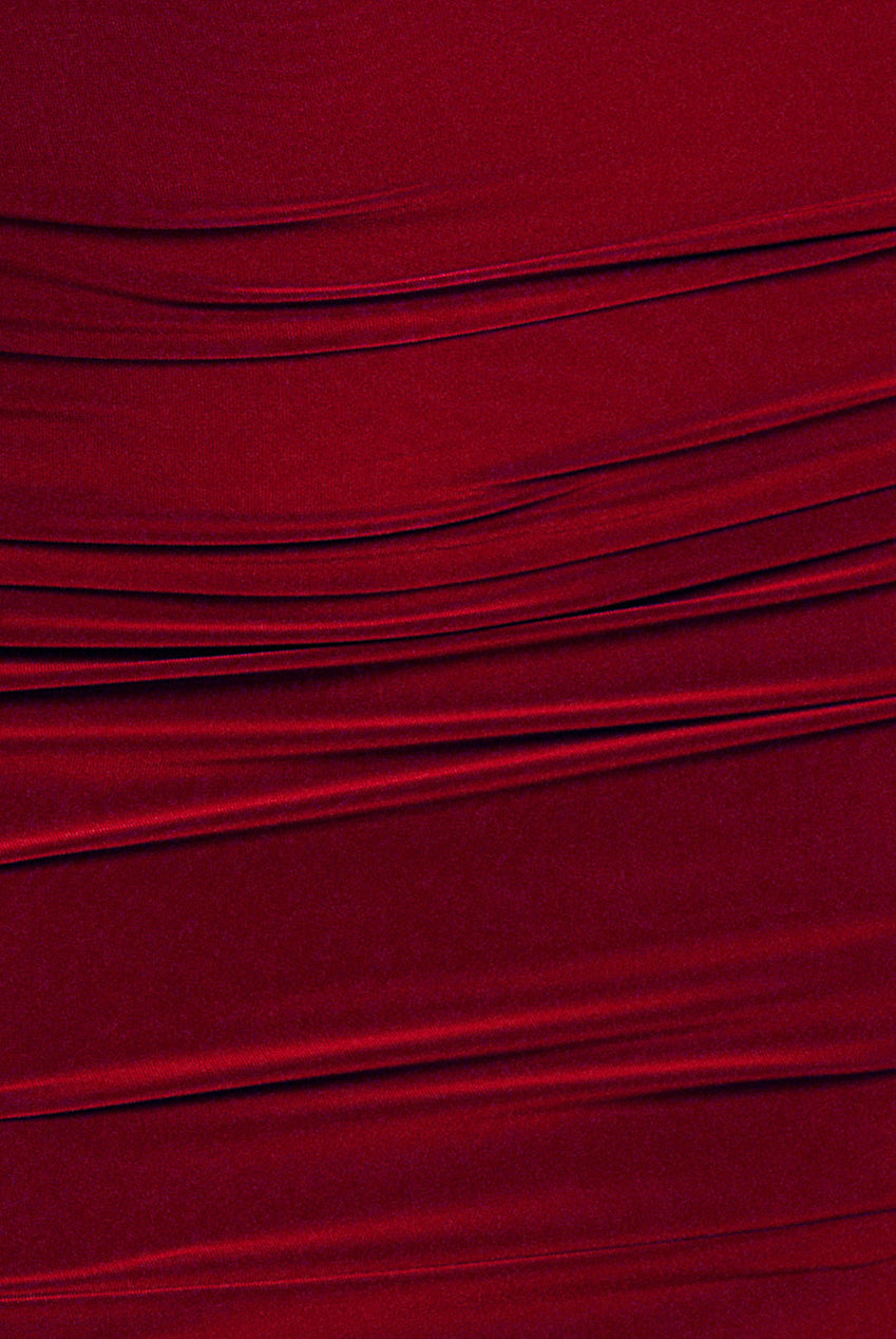 Cut Out Ruched Midi With Drawstring - Wine DR3665