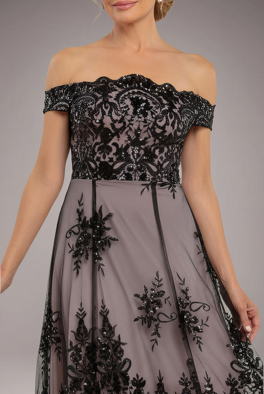 Bardot Sequin & Lace High Low Midi - Black DR3675M