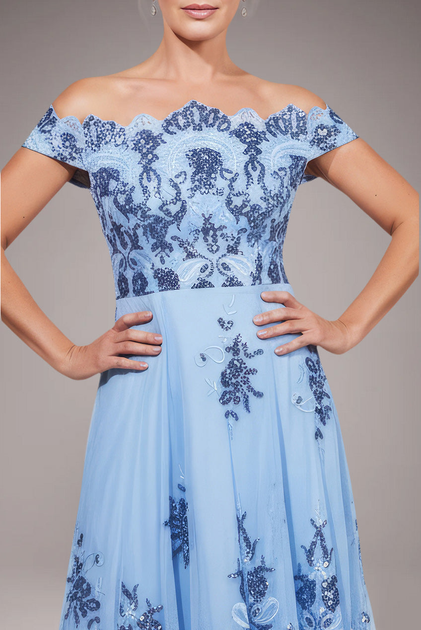 Bardot Sequin & Lace High Low Midi - Blue DR3675M