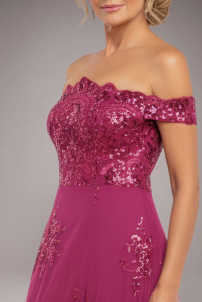 Bardot Sequin & Lace High Low Midi - Magenta DR3675M