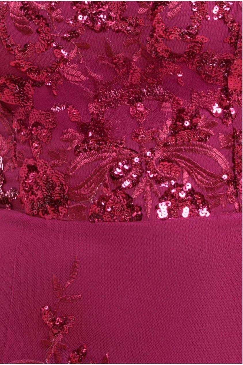 Bardot Sequin & Lace High Low Midi - Magenta DR3675