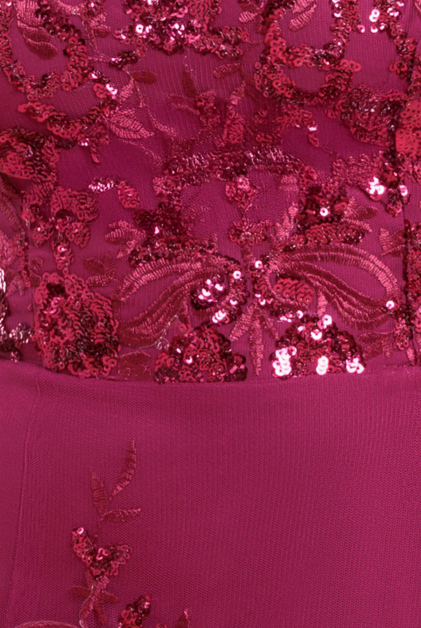 Bardot Sequin & Lace High Low Midi - Magenta DR3675M