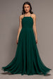 Chiffon A Line Sleeveless Maxi Dress - Dark Green by Goddiva