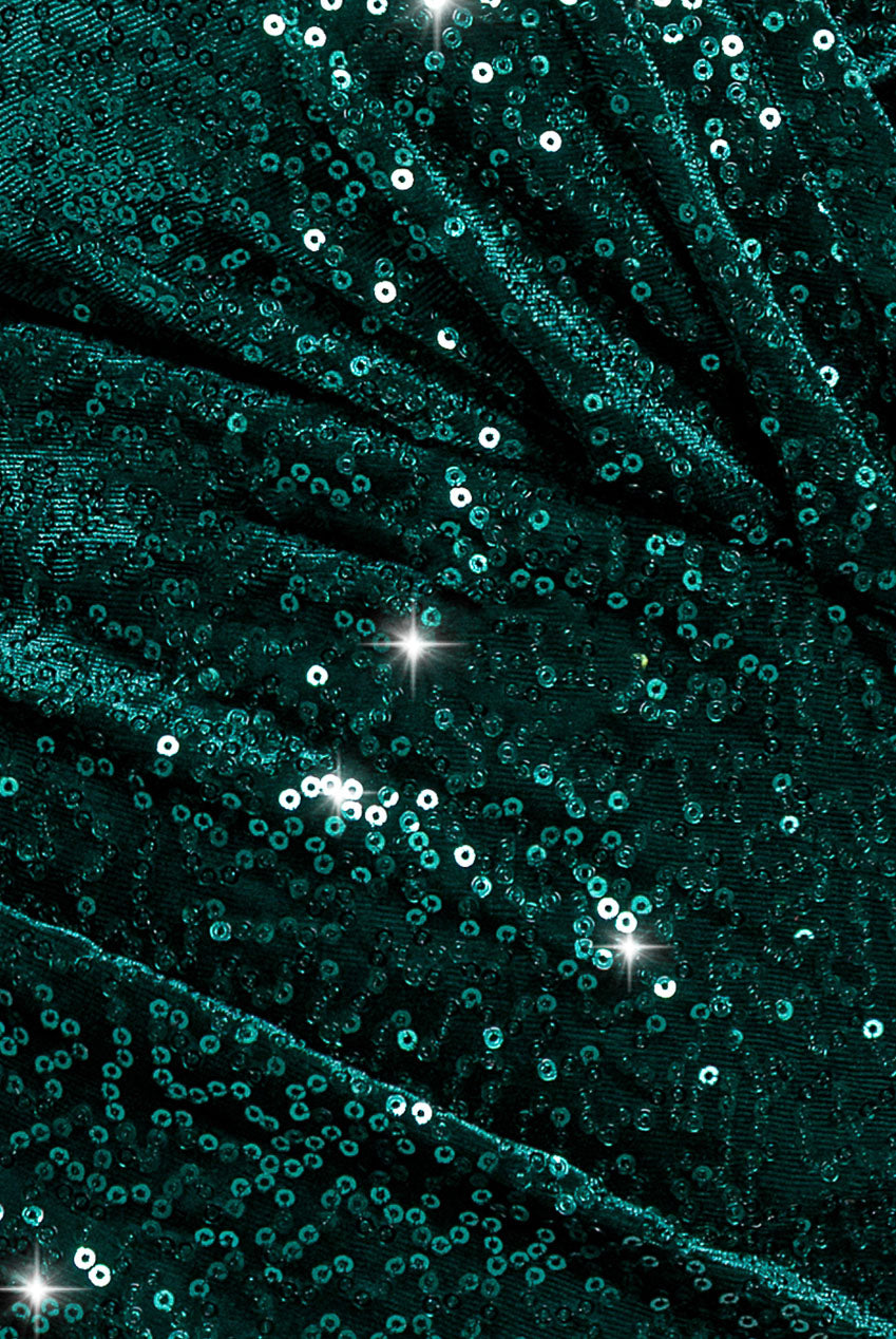 Sequin & Velvet Bardot Midi - Emerald Green DR3720P