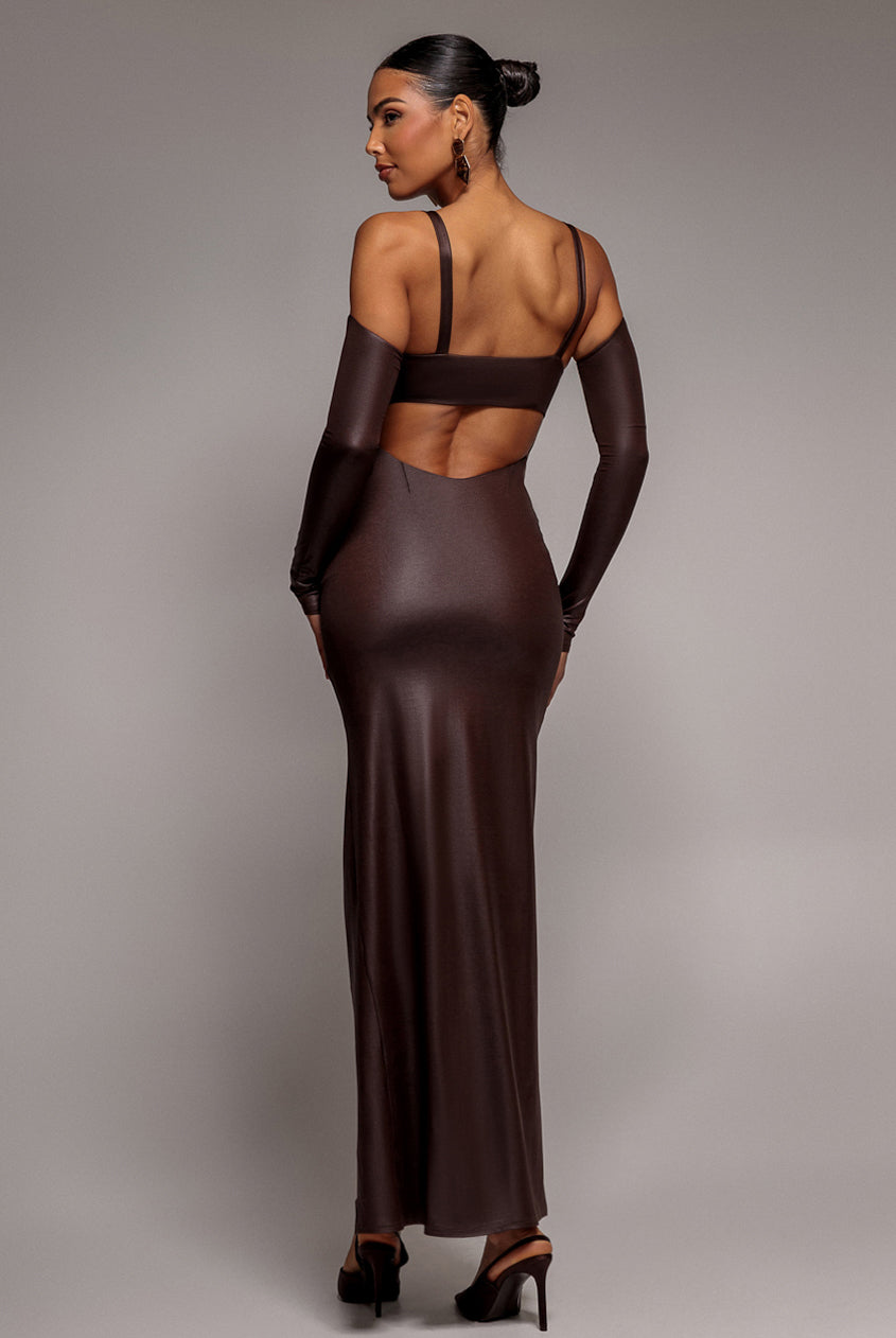 white christmas dresses Brown Leather Cut-Out Dress main image 1
