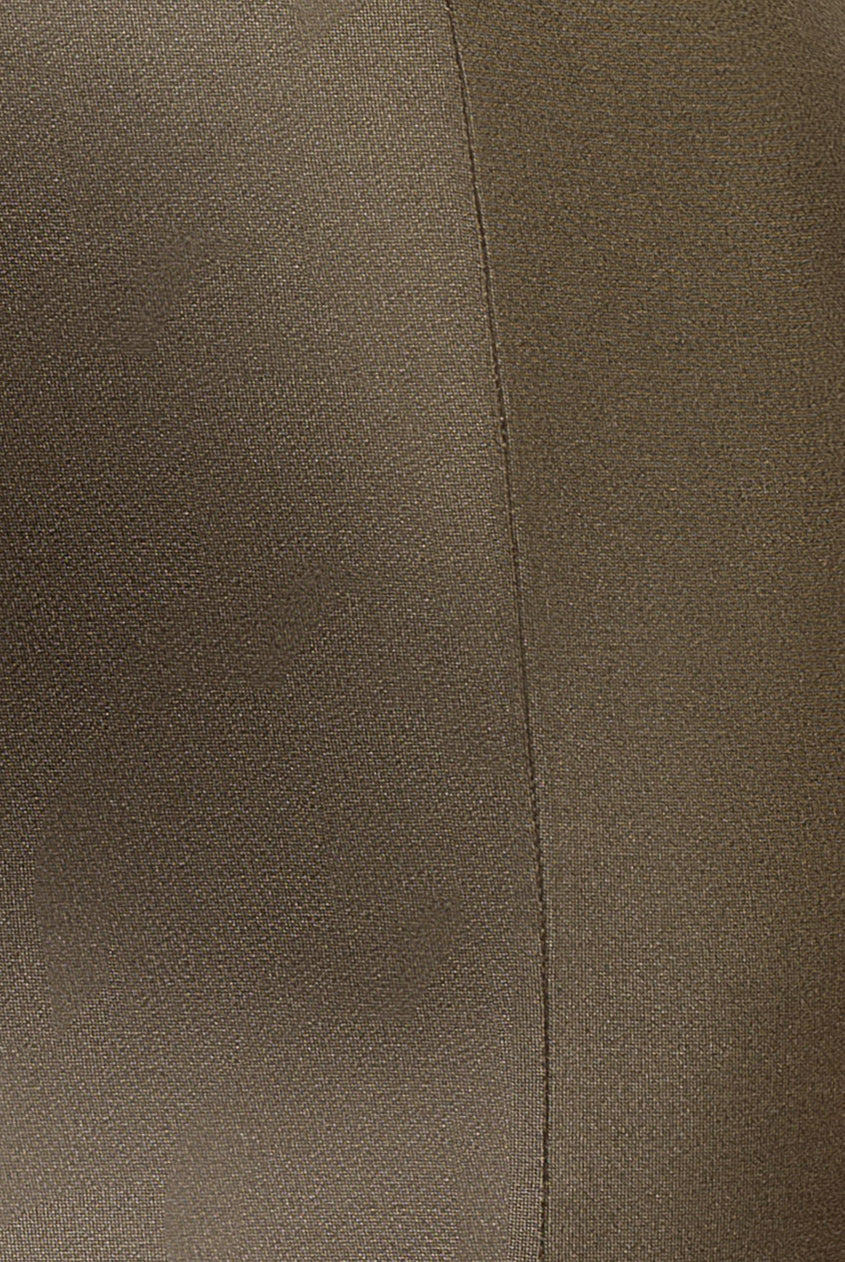 Faux Leather Cut Out Maxi Dress - Khaki DR3725