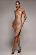 Bandeau Faux Leather Midi Dress - Beige by Goddiva