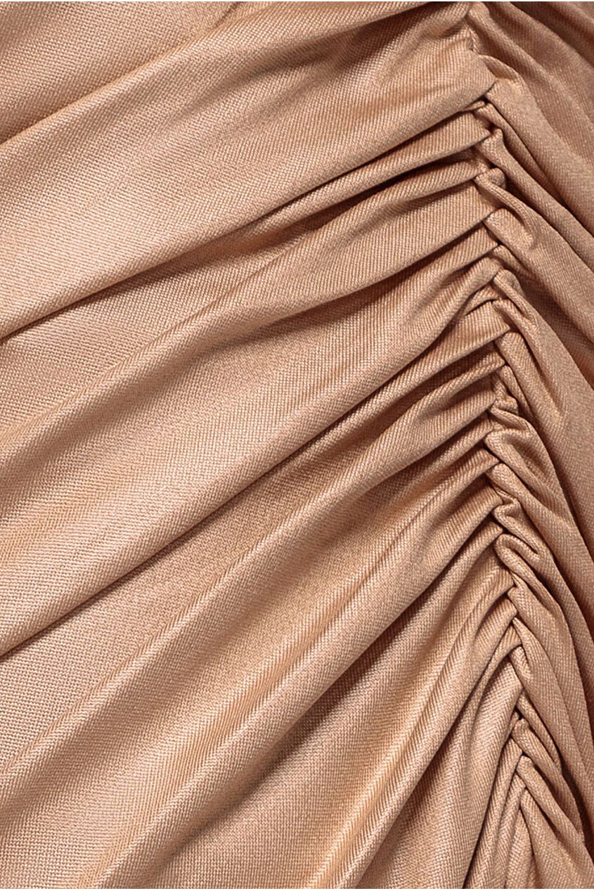 Bandeau Faux Leather Midi Dress - Beige DR3727