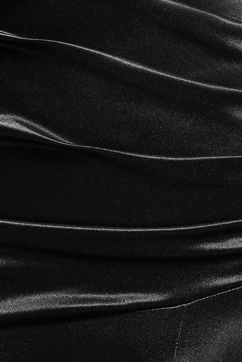 Satin Off Shoulder Pleated Maxi Dress - Black DR3731