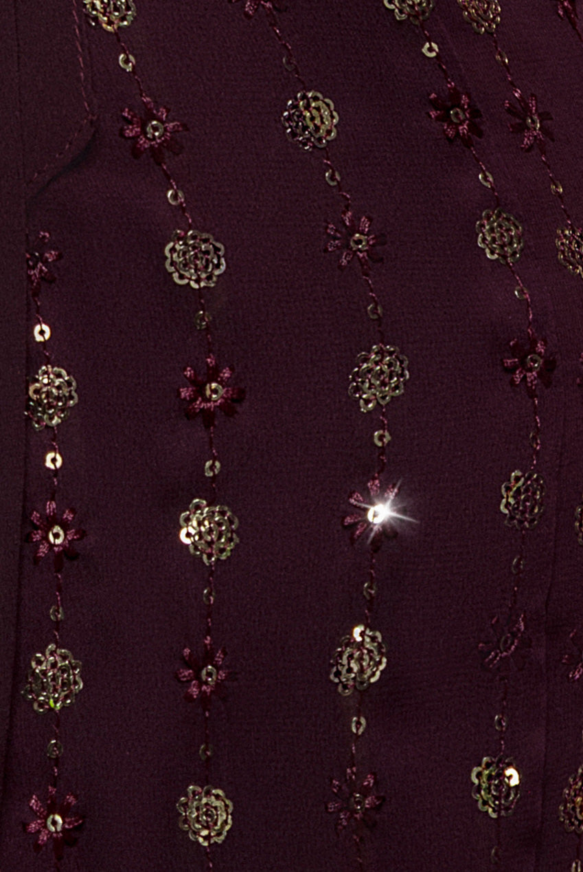 Wrap Over Sequin Mini Dress - Wine DR3760