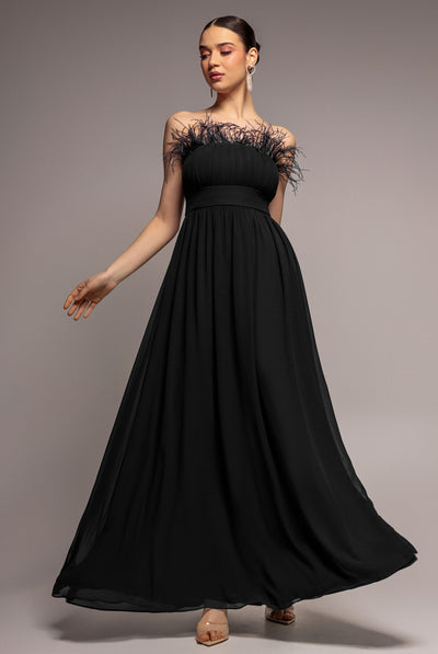 Black - Bridesmaids Chiffon Maxi Dress - Black by Goddiva