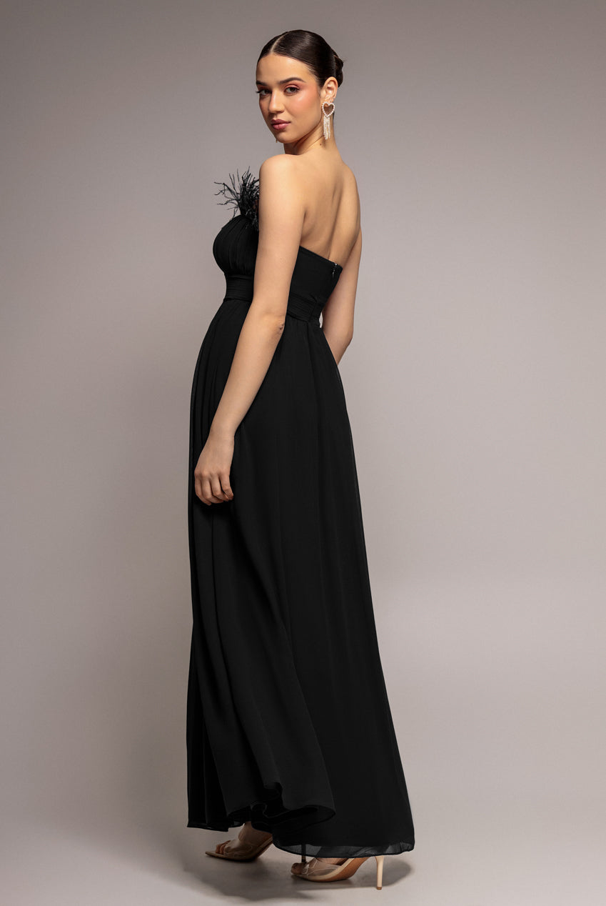 Bridesmaids Chiffon Maxi Dress - Black DR3777