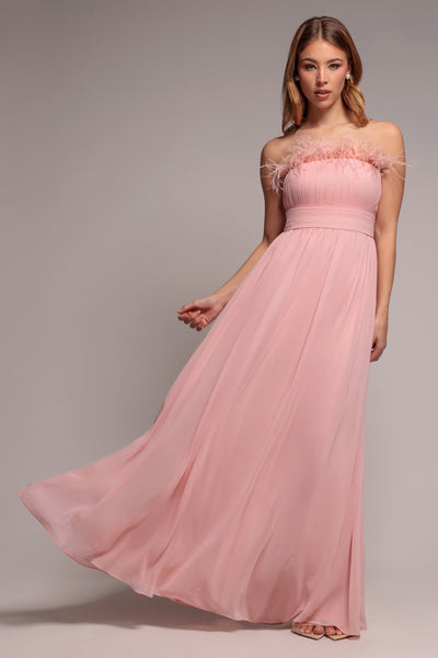 Blush - Bridesmaids Chiffon Maxi Dress - Blush by Goddiva