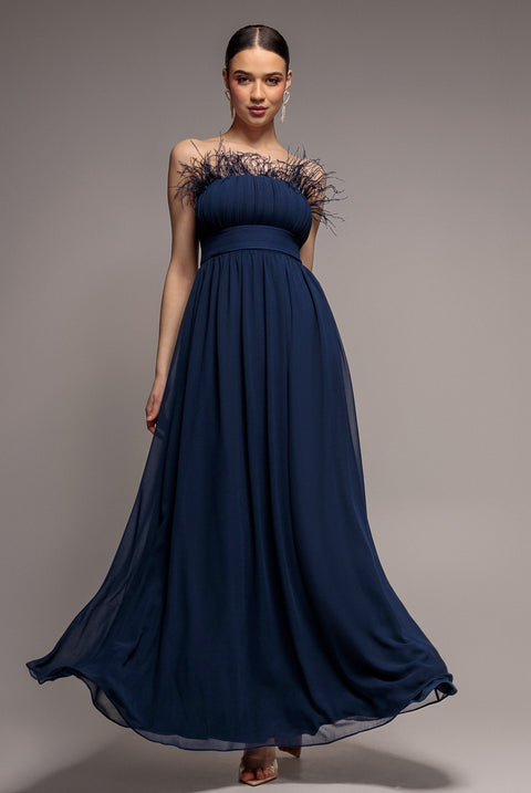 Bridesmaids Chiffon Maxi Dress - Navy by Goddiva