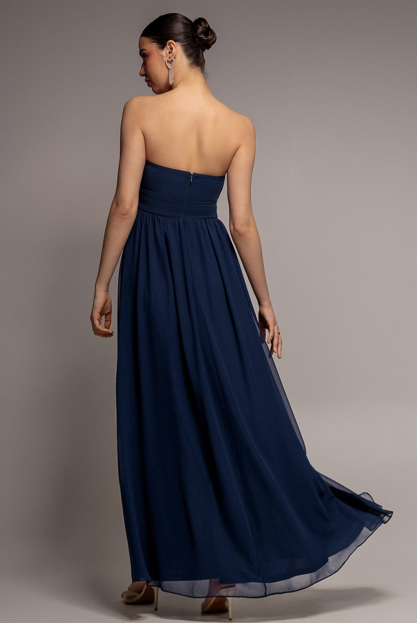 Bridesmaids Chiffon Maxi Dress - Navy DR3777