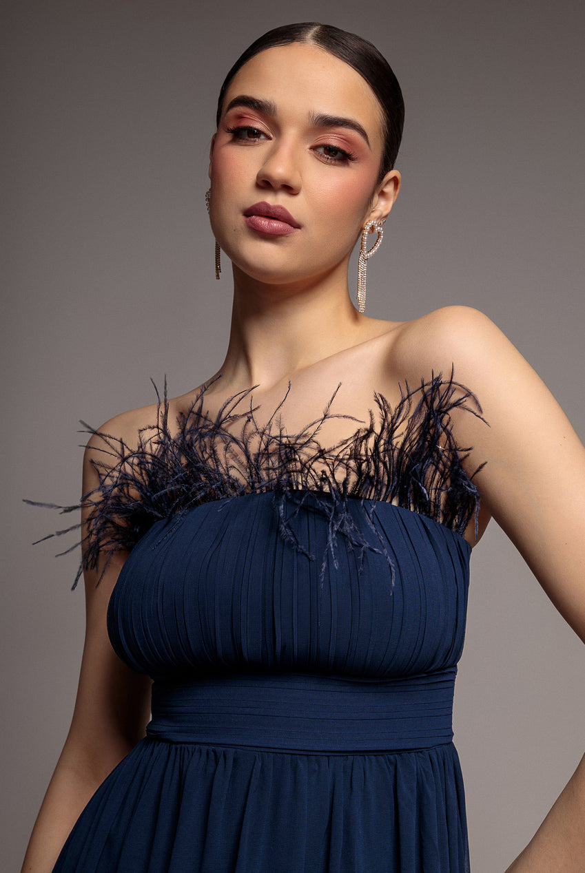 Bridesmaids Chiffon Maxi Dress - Navy DR3777
