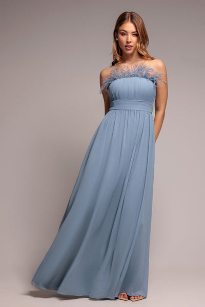 Blue - Bridesmaids Chiffon Maxi Dress - Blue by Goddiva