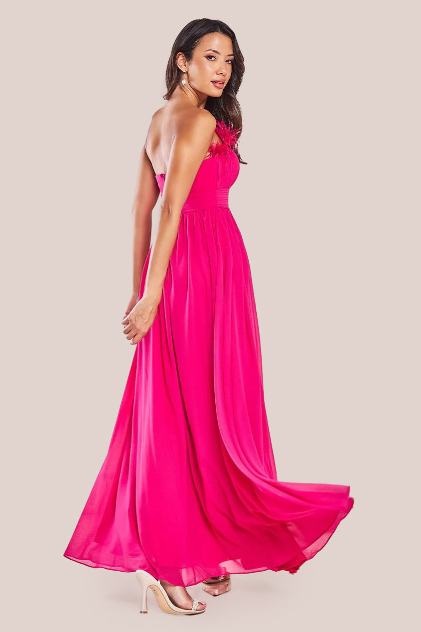 Bridesmaids Chiffon Maxi Dress - Hot Pink DR3777