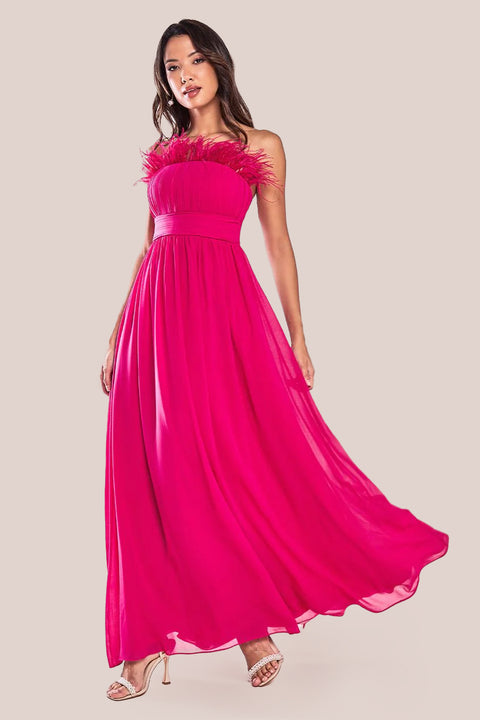 Bridesmaids Chiffon Maxi Dress - Hot Pink by Goddiva