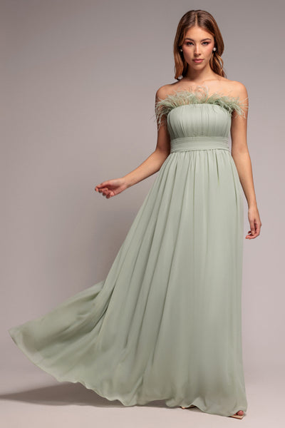 Bridesmaids Chiffon Maxi Dress - Sage Green by Goddiva