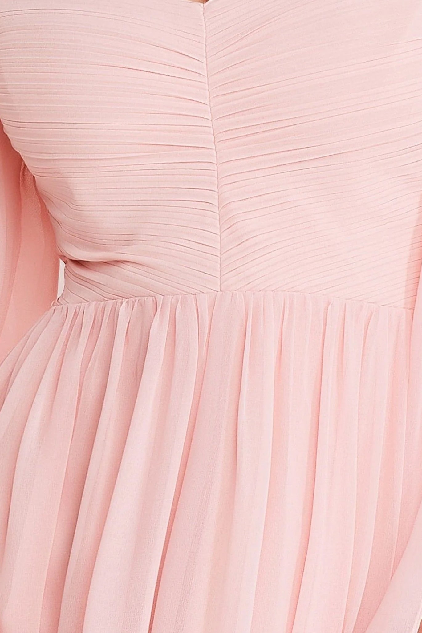 Chiffon Off The Shoulder Maxi With Cape Sleeves  - Blush DR3780