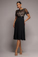 Embroidered Top Chiffon Pleated Midi - Black by Goddiva