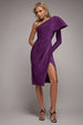 One Sleeve Frill Lurex Midi Dress - Purple by Goddiva
