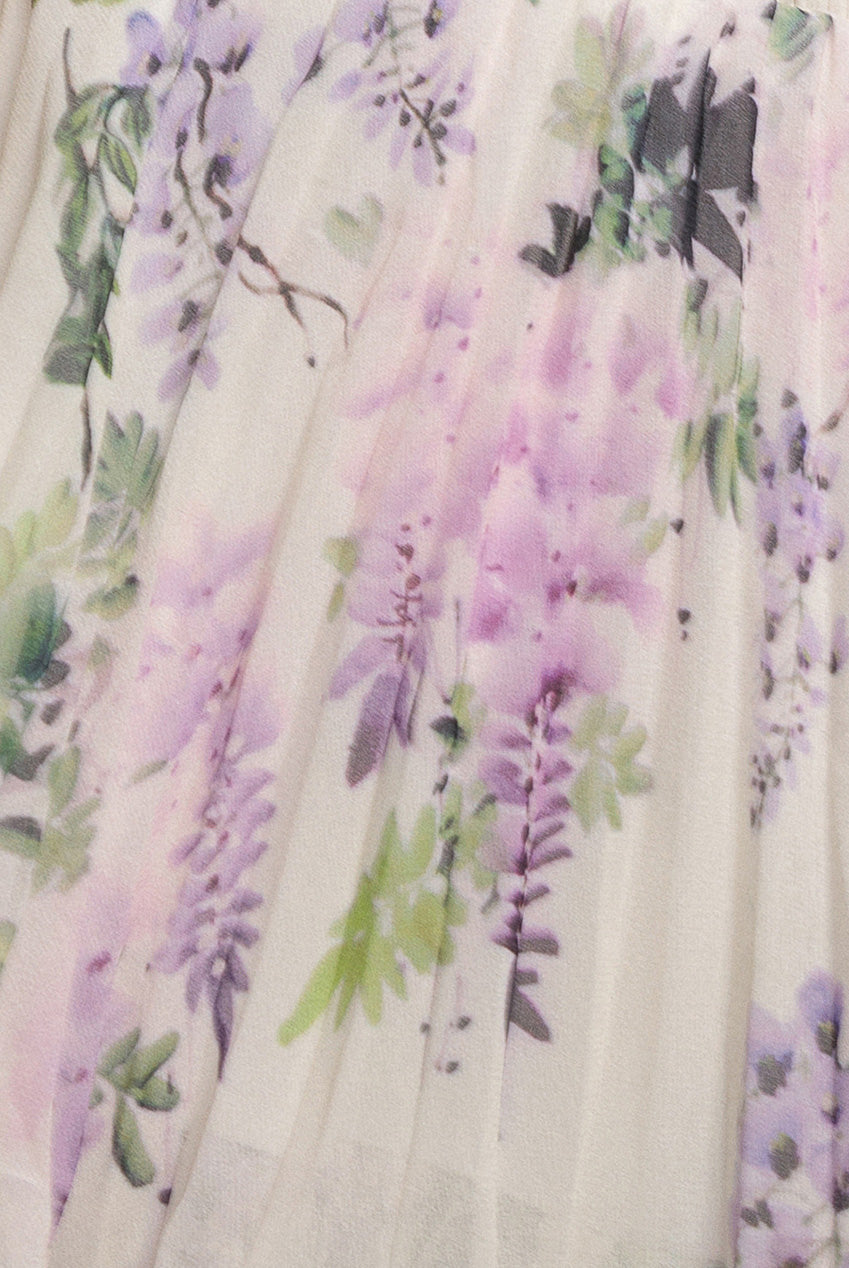 Shirred Chiffon Floral Bardot Midi Dress - Multi DR3810QZ