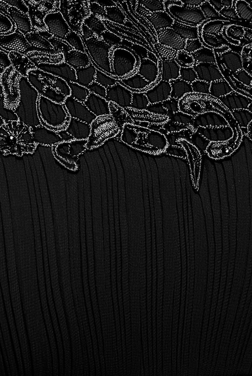 Crochet & Pleated Top High Low Maxi - Black DR3820