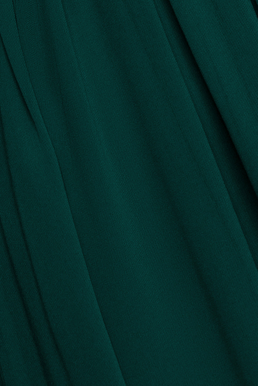 Crochet & Pleated Top High Low Maxi - Emerald DR3820