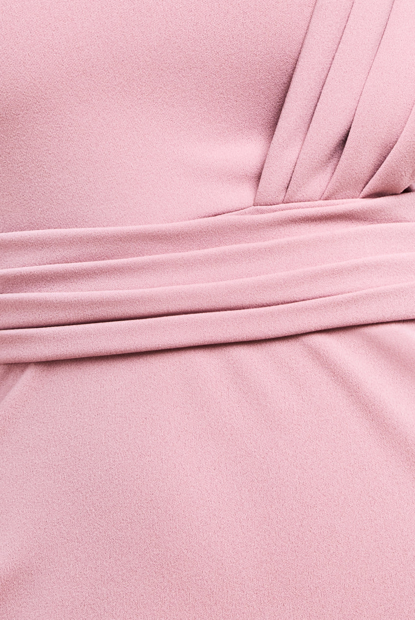 One Shoulder Scuba Maxi Dress - Rose Pink DR3829