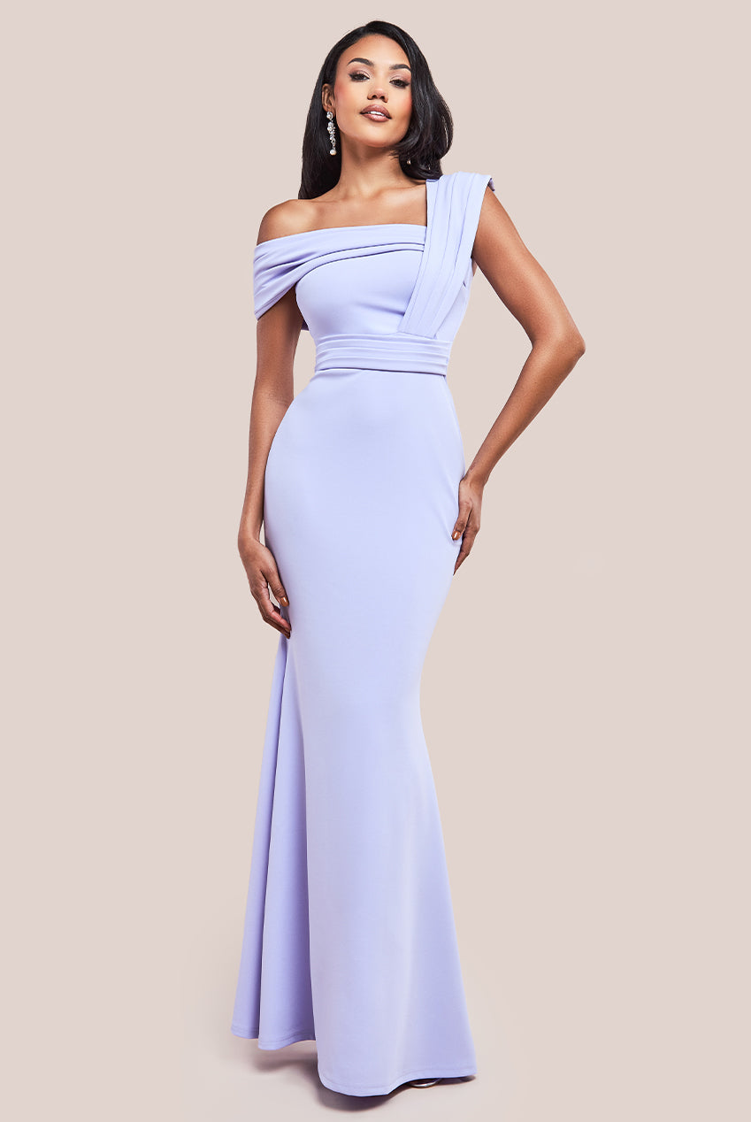 One Shoulder Scuba Maxi Dress - Lilac DR3829