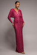 Plunge V-Neck Sequin Maxi - Burgundy by Goddiva