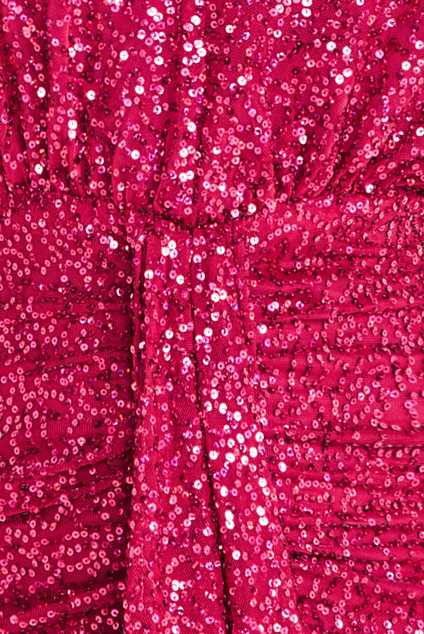 Plunge V-Neck Sequin Maxi - Burgundy DR3833