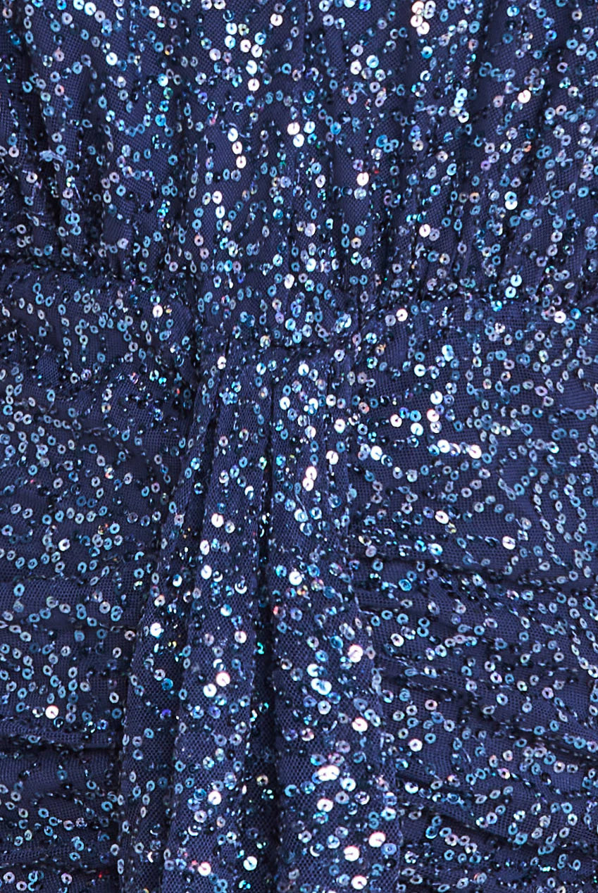 Plunge V-Neck Sequin Maxi - Navy DR3833