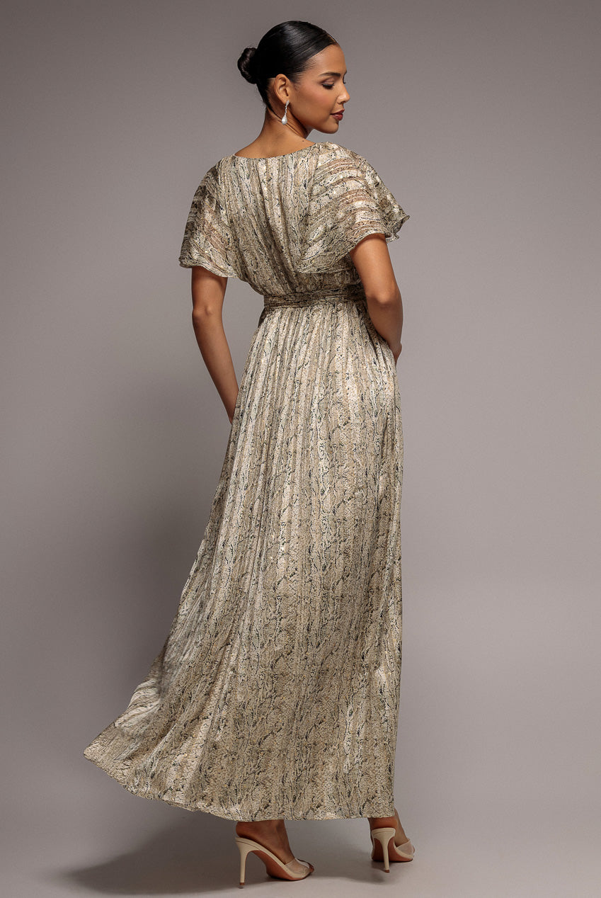 Wrap Printed Chiffon Maxi Dress - Snakeprint DR3870