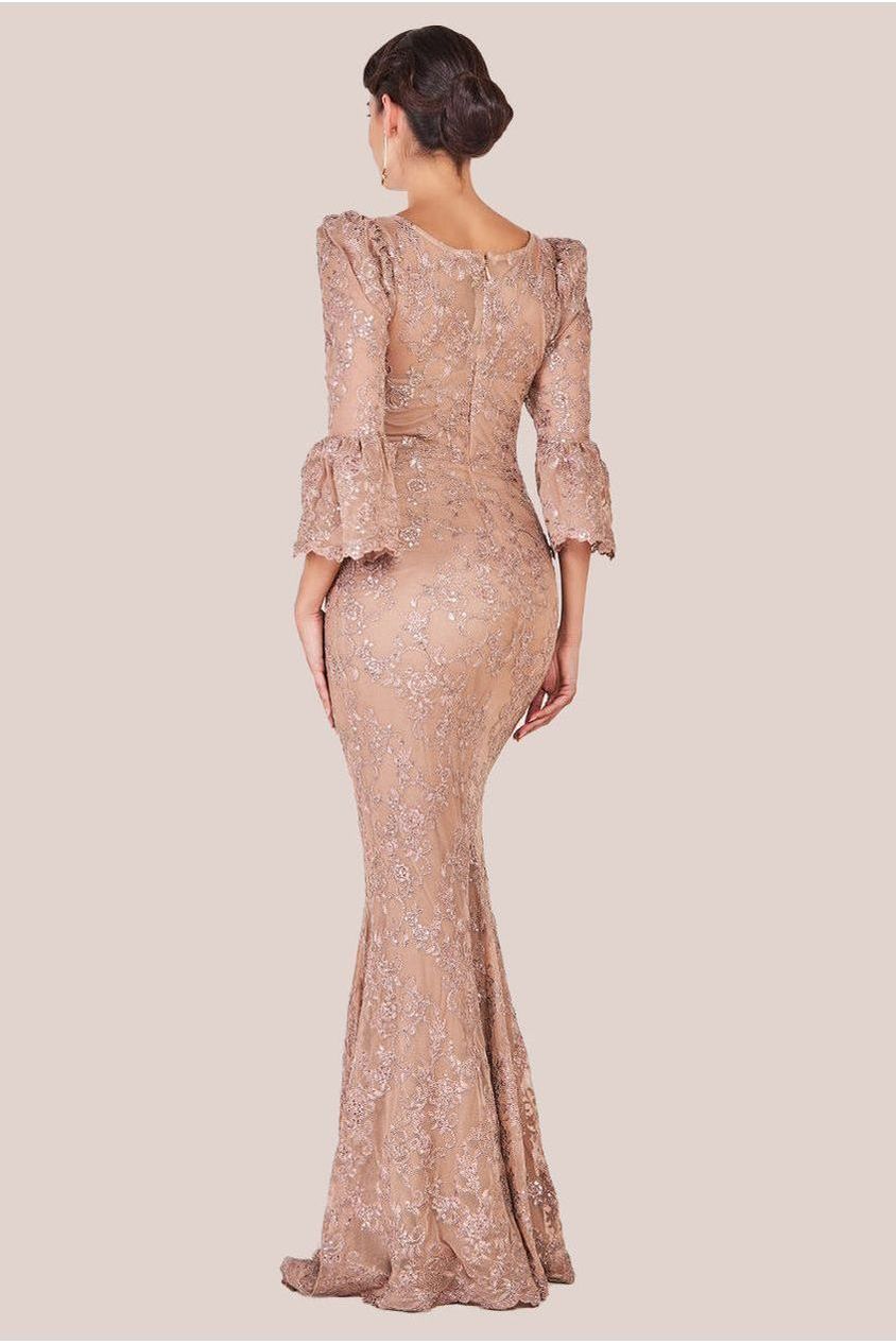 Scalloped Lace Maxi Dress - Champagne DR3897