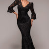 Scalloped Lace Maxi Dress - Black