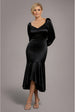 Satin Viscose Front Buttoned Dipped Hem Midaxi Dress - Black by Goddiva