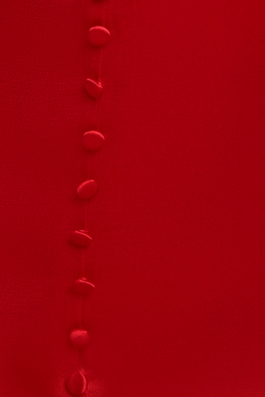 Satin Viscose Front Buttoned Dipped Hem Midaxi Dress - Red DR3899