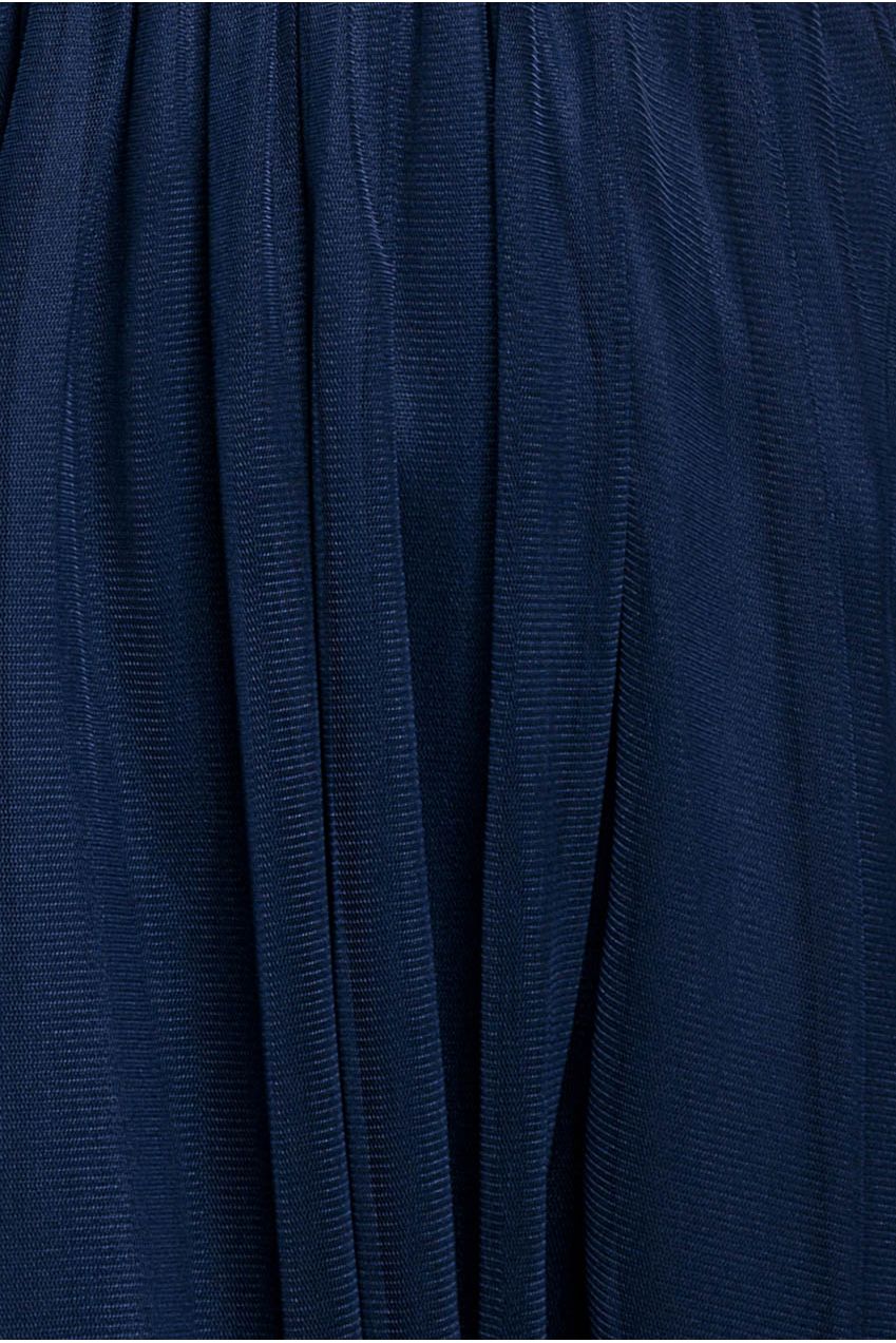 Halter Neck Mesh Tie Maxi Dress - Navy Blue DR3904