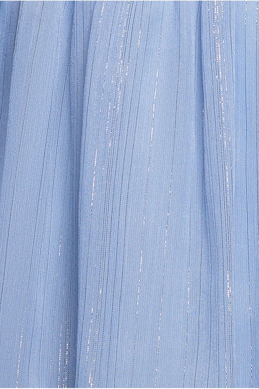 Plain Lurex Chiffon Tiered Midi Dress - Light Blue DR3905P