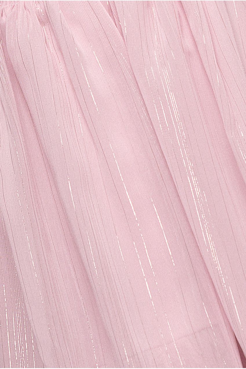 Plain Lurex Chiffon Tiered Midi Dress - Blush Pink DR3905P