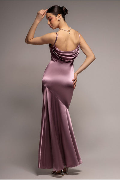 Cowl Back Satin Maxi Dress - Rosepink by Goddiva
