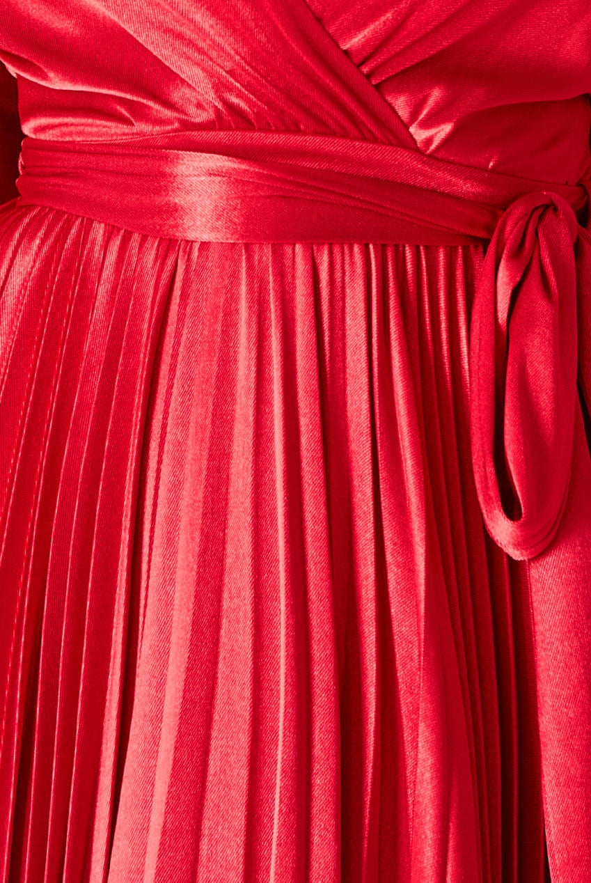 Long Sleeve A-Line Midi Frankenstein's Bride-Inspired Halloween Costume - Red DR3921-HAL