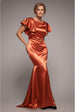 Satin Flutter Sleeve Mermaid Maxi - Burntorange by Goddiva