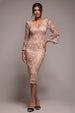 Sequin Scallop Lace Midi Dress - Champagne by Goddiva