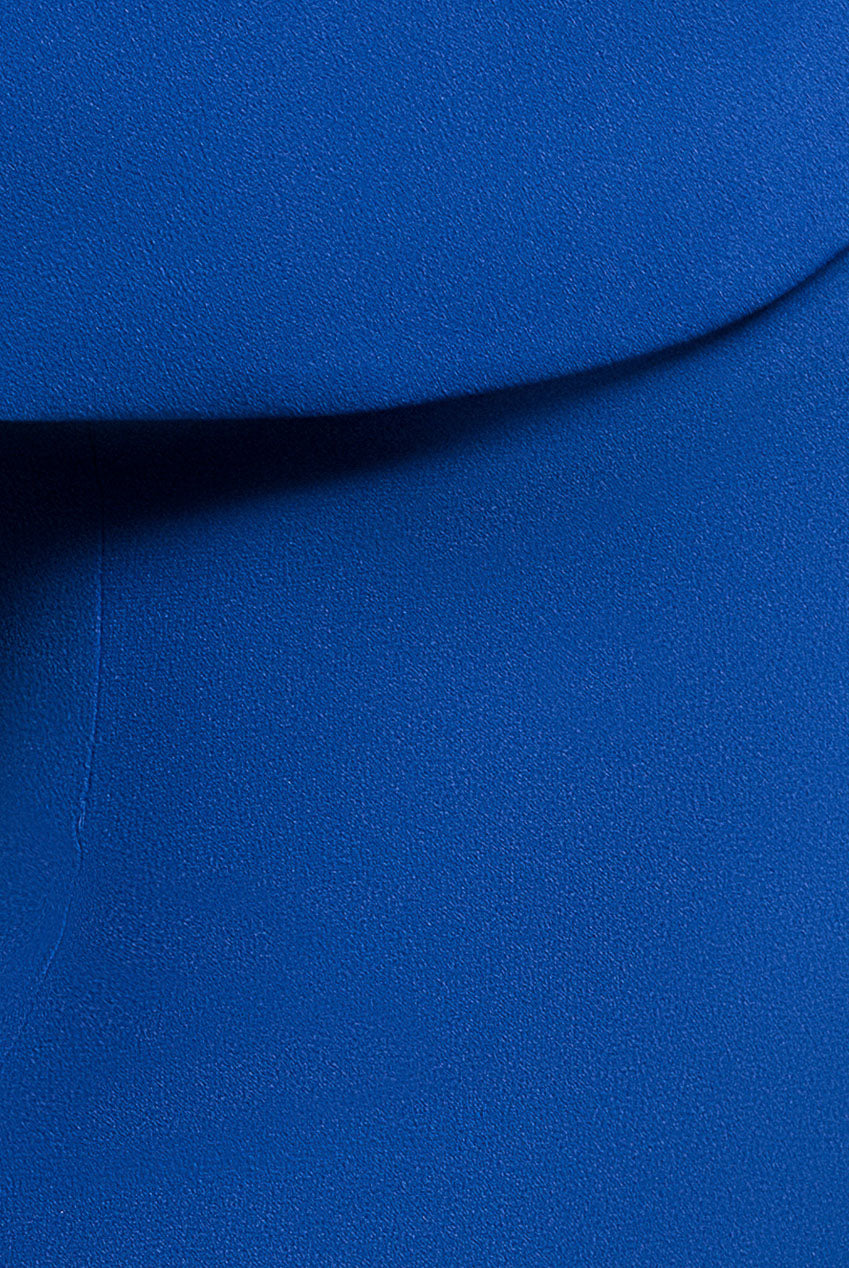 Scuba Crepe Pleated Bardot Midi Dress - Royal Blue DR3980